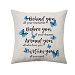 Behind You All Your Memories Inspirational Pillow Covers Graduation Gifts for Her Him Cushion Covers Throw Pillow Case Decor Gifts for Living Room Office Decor 18 * 18 In Decor Accessories