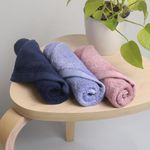 HEELIUM Bamboo Face Towel | Ultra Absorbent & Odour-Free | 3X Softer Than Cotton Towels | 30 x 30 cm - 600 GSM | Pack of 3 - Blue, Iris, Peach