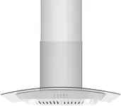 GarveeTech Curved Glass Range Hood 30 Inch 450 CFM 3 Speed Mechanical button control, Wall Mount Kitchen Hood, Stainless Steel Chimney and Baffle Filter, for Ductless/Ducted Convertible Stove Kitchen