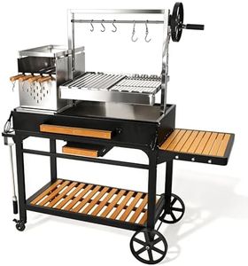Flintex Argentine Santa Maria Grill, Wood & Charcoal Parrilla BBQ Brasero Grill with Asado Tools, Multi-Function Adjustable Height, Easy Clean with Ash & Grease Collector, Ideal for Asado, Backyard