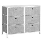 SONGMICS Storage Dresser with 6 Drawers for Closet, Nursery, Dorm Room, 31.5" L, Light Grey ULTS23W