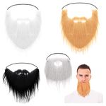 Yolev 4 Pieces Fake Beards Mustaches Halloween Funny Beard Fake Whisker Facial Hair Costume Accessories with Adjustable Elastic Rope for Party Cosplay Supplies (4 Styles)