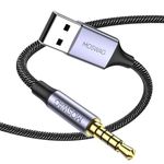 MOSWAG 3.5mm to USB, USB to Audio Jack Adapter with Microphone, USB Male to 3.5mm Male AUX Stereo Audio Converter, Nylon Braided Headphone Jack to USB AUX Cable for PC, Laptop, Windows, Home stereo