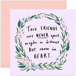 Old English Co. True Friends Never Apart Birthday Card - Cute Female Card for Best Friend | Happy Floral Gift for Ladies, BFF, Her | Blank Inside & Envelope Included