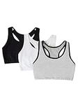 Fruit of the Loom Women's Built Up Tank Style Sports Bra, Grey with Black/White/Black, 46