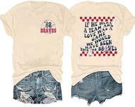 jusgai 98 Braves Shirt Women If We We're A Team Baseball Games Letter Print T-Shirt Baseball Graphic Tee Short Sleeve Shirts