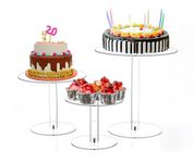 Jusalpha Set of 3 Round Acrylic Cake Stand for Retail Display, Wedding Cake, Dessert Table, Table Centerpiece, Cupcake Pastry Candy Display for Wedding, Event, Birthday Party (1, 8'' 10'' 12'')