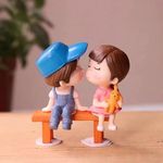 SATYAM KRAFT 1 Set Mini Couples Miniature Romantic Gift For Girlfriend Boyfriend Husband Wife Kissing Love Couple Miniature Alphabet Statue Showpiece-Decoration Items (Poly Resin), Multicolour