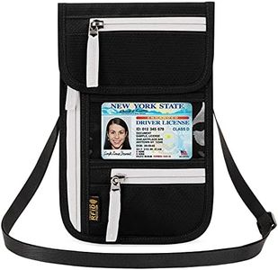 Peicees RFID Blocking Travel Neck Wallet for Men Women Family Passport Holder Lanyard Neck Pouch Slim Travel Document Holder, Black, RFID Wallet