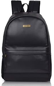 Veneer Medium Size 20 L Laptop Backpack Men Womens Girls Fashion Pu Leather Mini Casual Backpack Bags For School, College, Tuition, Office Bag (Black)