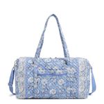 Vera Bradley Women's Cotton Large Travel Duffel Bag, Sweet Garden Blue, One Size