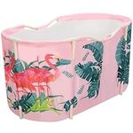 Dhouse Portable Bathtub 120 * 60 * 58cm Non-Inflatable Bathtub Household Freestanding Folding PVC Bath Tub Adult Indoor Spa Soaking Barrel Bathroom Freestanding Bathtubs for Shower (Pink)