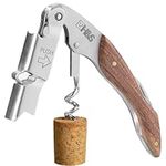 H&S Corkscrew Wine Opener - Wine Bottle Opener Corkscrews - Butlers Friend Sommelier Corkscrew - Stainless Steel Wood Handle - Effortless Opening