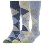 Gold Toe Men's Classic Cotton Argyle 3-Pack Sock, Chambray/Oatmeal Heather/Denim, 6-12 1/2