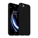 LIRAMARK Liquid Silicone Soft Back Cover Case for Apple iPhone SE 2022/2020/8/7 - (Black)