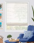 CHICOLOGY Roman Shades for Windows, Roman Window Shades, Roman Shades, Window Treatments, Window Shades for Home, Window Shade, 29" W X 64" H, Pacific White (Semi-Sheer/Light Filtering)