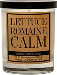 Lettuce Romaine Calm, Kraft Label Scented Soy Candle, Citrus, Lavender, Woody, 10 Oz. Glass Jar Candle, Made in The USA, Decorative Candles, Funny and Sassy Gifts