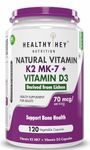 HealthyHey Nutrition Natural Vitamin K2 + Natural D3 - Non-GMO | Non-Synthetic 120 Veg. Capsules