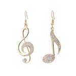 Music Note Dangle Earring for Women, Hypoallergenic Rose Gold and Silver Plated Drop Earring with Crystal Jewelry for Friends (Gold Plated)