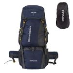Impulse 4 Compartment Rucksack Bags 80 Litres Travel Bag For Men Tourist Bag For Travel Backpack For Hiking Trekking Bag For Men Camping Curve N Blue With 1 Year Warranty