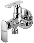 Jagger JAG123 TURBO Full brass quarter turn 2 Way angle valve, chrome finish 2 in 1 angle valve for pipe connection in bathroom with wall Flange and Teflon tape