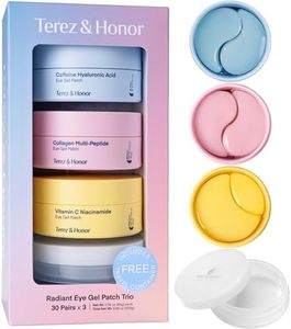 TEREZ & HONOR Eye Patches Set: Korean Hydrogel Eye Masks, 3 Pack (x 60 Pcs) with Caffeine, Collagen & Vitamin C - For Puffy Eyes, Dark Circles, Fine Lines, Wrinkles & Bags, Travel Case Included