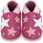 Juicy Bumbles Baby Girl Shoes Soft Sole - Pre Walker Shoes - Baby Walking Shoes ,Pink Stars, 12-18 Months