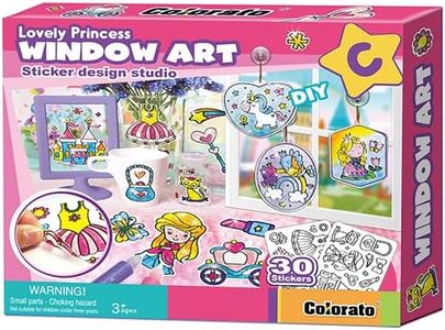 DIY Window Paint Art & Crafts, Kids Boys and Girls Drawing Jewelry Toys Making Kit Set, Colored Sparking Plactic Glitter Charms Bracelet Accessories Inspired Gifts Pack, Ideal Creative Activity Gift Easter Christmas Birthday Family Night (Lovely Princess Window Art)