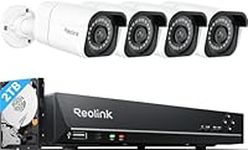 Reolink 4K PoE Security CCTV Camera System H.265, 4pcs 8MP IP Cameras with Person/Vehicle Detection and 8CH NVR with 2TB HDD for 24/7 Recording Night Vision Audio, RLK8-800B4