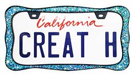 Creathome 3D Shining License Plate Frame, Black Powder Coated with Chunky Gliter, Pure Zinc Alloy Metal