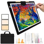 Benss A4 Rechargeable LED Light Pad for Tracing with Weeding Vinyl Set+Carry Bag, Light Board with Top Magnetic Clip 3 Colors Stepless Dimmable Light Box for Diamond Painting Weeding Vinyl