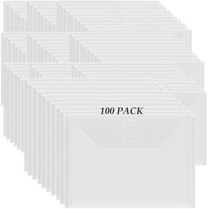 Briartw 100 Pack Clear 7x5" Storage Envelopes, Resealable Plastic Envelopes Pockets for Cutting Dies Stencil Crafts Organizer Holder,Storage Bag for Clear Stamp,Die Cuts,Scrapbook Paper,Photos