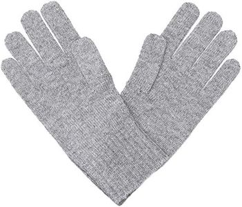 Cashmeren Knitted Gloves 100% Pure Cashmere Ribbed Cuffs Extra Warm and Soft (Heather Grey, One Size)