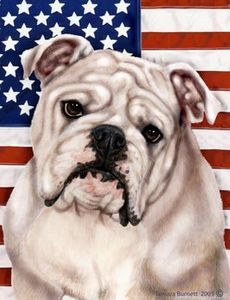 Best of Breed Bulldog White Patriotic II Garden Flags.