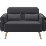costoffs Contemporary Small Loveseat Upholstered Sofa 2-Seater Settee Stylish Futon Mid-century Modern Couch Lounge with Lumbar Pillows for Living Room/Office/Bedroom Dark Gray