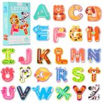 Magnetic Letters,Large Size Fridge Magnets for Kids,Alphabet ABC Magnets for Refrigerator, Capital Animal Toys, Educational Spelling Learning Games Toys for Baby Toddler Preschool