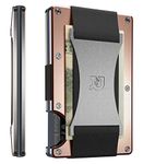 The Ridge Minimalist Slim Wallet for Men - RFID Blocking Front Pocket Credit Card Holder - Aluminum Metal Small Mens Wallets with Cash Strap (Mountain Ridge, Rose Gold)