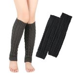 VEGCOO 2 Pairs Leg Warmers for Women, Knitted Leg Warmers, Crochet Winter Knee Warmers, Long Boot Cuffs Socks for Women Girls