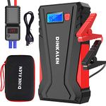 DINKALEN Jump Starter Power Pack, 800A Peak 12V Car Battery Booster Jump Starter (Up to 6L Gas/5L Diesel Engines) with LCD Screen,Smart Safety Clamps,Quick Charge,Flashlight