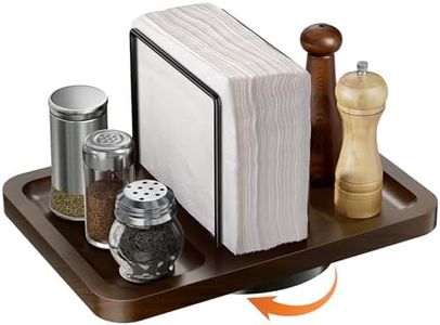 Gomyrod Napkin Holder for Table, Rotating Metal Standing Napkin Dispenser with Salt and Pepper Shakers Caddy Standing Paper Napkin Storage for Kitchen Dining Table Decor（Not Including Shakers）