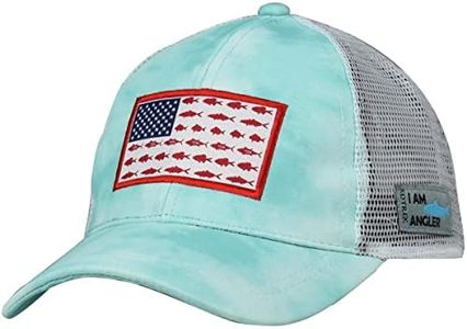 EDTREK Elite Youth Performance Mesh Hat - Boys Girls Hunting Hat and Fishing Hat (Fusion Aqua with Flag)