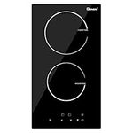 GIONIEN Domino Induction Hob, 30 cm Built-in Electric Cooktop with Hard Wired, 2 Cooking Zones, Touch control, Black Crystal Glass, 220V, 3500 W, GITS352G3