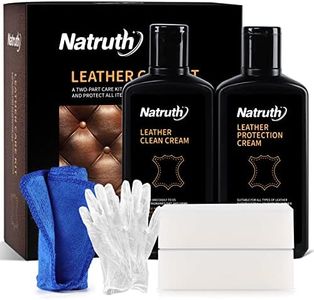 NATRUTH Leather Care Kit with Sponges, 280ml Leather Cleaner and 280ml Leather Conditioner, Leather Furniture Cleaner for Leather Sofas Car Seats, All Leather Items