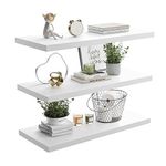 JPND Wall Shelf Set of 3, White Floating Shelves 24 in W x 10 in D x 1 in H, Wooden Floating Wall Shelf with Invisible Brackets for Living Room/Bedroom/Bathroom/Kitchen Storage and Decor