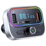 Bluetooth FM Transmitter for Car, Cigarette Lighter Bluetooth Car Adapter, Dual PD 20W USB Car Charger, Hands-Free Phone Kit Car Music Adapter, TF/SD Card Wireless Audio Radio Receiver for Smartphones