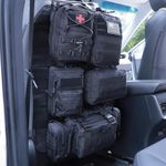 Jimikay Tactical Seat Back Organiser for Vehicles, Molle Panel, Storage Bag with 5 Removable Molle Pockets for All Vehicles Such as Jeep, SUV, Car, Ford, Chevy, Toyota, etc (Model D-Black)