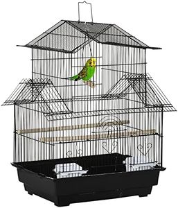 PawHut Bird Cage Budgie Cage with Slide Tray Handle for Finch Canary 50.5 x 40 x 63cm Black