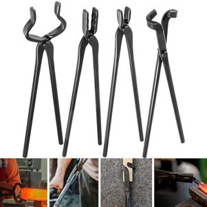 Blacksmith Tongs Set Knife Making Forge Tongs for Bladesmithing & Blacksmithing - 4 Tongs Tool Kit