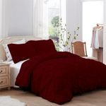 Kotton Culture Pinch Pleat Duvet Cover Set with 2 Pillowcases 50 x 75 cm, 100% Egyptian Cotton Zipper Closure Pintucked Soft Hypoallergenic 225 x 220 cm cm Duvet Cover (King, Burgundy)