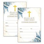 Baptism Invitations with Envelopes, Watercolor Greenery Eucalyptus, Invites for First Communion, Christening, Religious Celebration & Reconciliation, Baby Dedication (XLyqk-006)